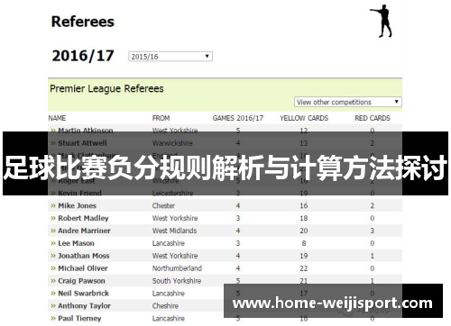 足球比赛负分规则解析与计算方法探讨